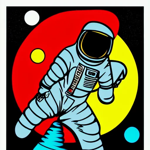 Prompt: pop art of an astronaut shooting himself out of a canon into space