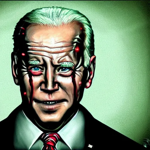 Image similar to biden became bloody ugly lovecraftian degenerate abomination, photo - realistic, color image, 2 k, highly detailed, bodyhorror, occult art