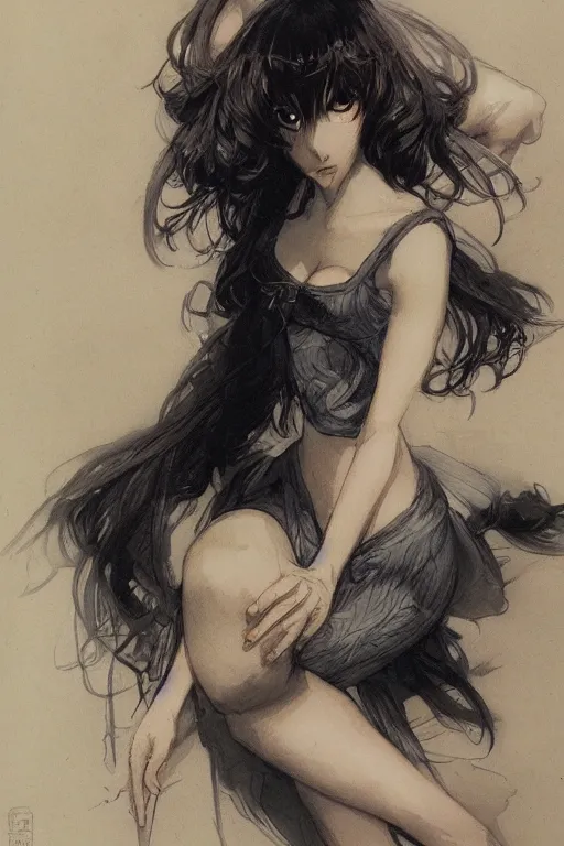 Prompt: Portrait of anime woman by Amano Yoshitaka, Kentaro Miura, Claire Wendling ,Krenz Cushart