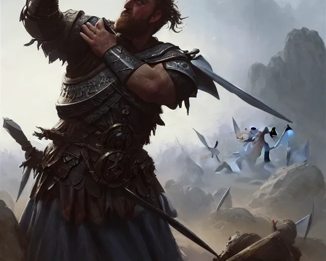 Image similar to william wallace storming the battlefield, deep focus, d & d, fantasy, intricate, elegant, highly detailed, digital painting, artstation, concept art, matte, sharp focus, illustration, hearthstone, art by artgerm and greg rutkowski and alphonse mucha