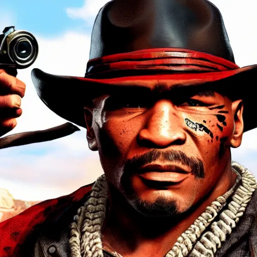 Prompt: Mike Tyson in red dead redemption 2 digital art 4K quality super realistic