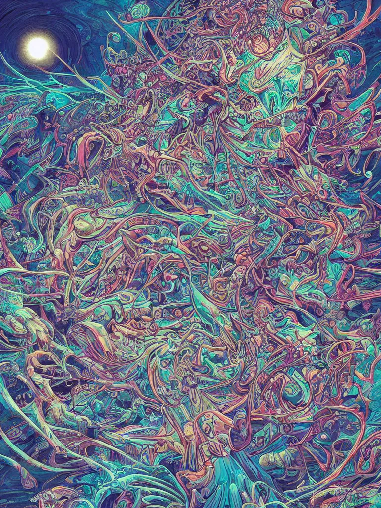 Image similar to android jones alex grey alex grey mark cooper artgerm artstation award winning photorealistic detailed hypervivid intense fantasy concept art, hypervivid intense mcbess, the sea by dan mumford