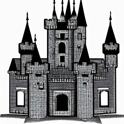 castle clipart black and white