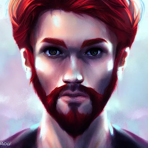 Prompt: a portrait of a redhead man, by ross tran