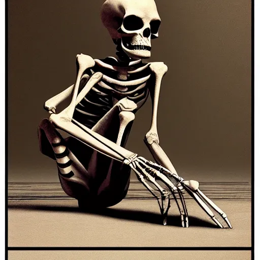 Image similar to bored skeleton, tired of his office work. realistic, ray tracing, renderr 3 d, artstation, masterpiece, hyper realism, sharp focus, dramatic light,