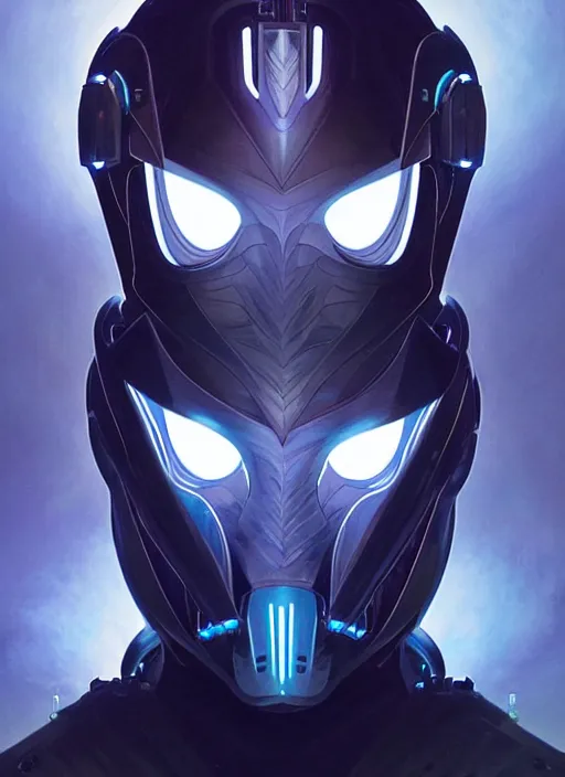 Image similar to Symmetry!! portrait of the Guyver, sci-fi armour, tech wear, glowing lights!! sci-fi, intricate, elegant, highly detailed, digital painting, artstation, concept art, smooth, sharp focus, illustration, art by artgerm and greg rutkowski and alphonse mucha