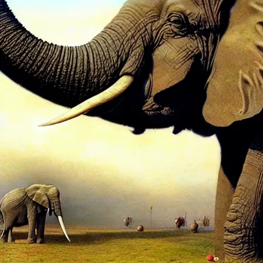 Image similar to a giant elephant machine, 8 k, ultra _ realistic, art by alan lee