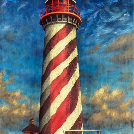 Image similar to beautiful lonely lighthouse, hyper realistic, colorful patterns, subtle shadows, art by tim okamura and oksana dobrovolska