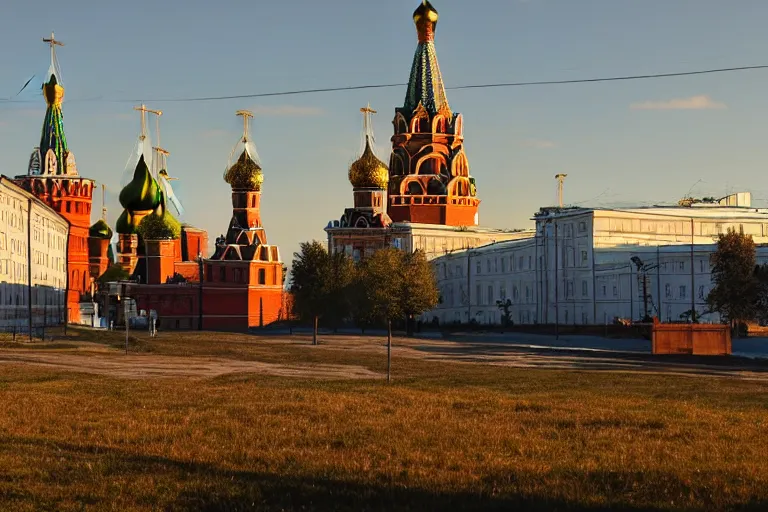 Prompt: real life russia, ultra realistic!!!, clear weather, golden hour, sharp focus