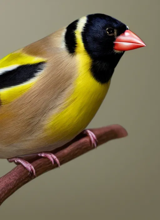 Image similar to a hyper realistic ultra realistic photograph of a man transmogrified into a goldfinch, top secret, highly detailed, 8k photo