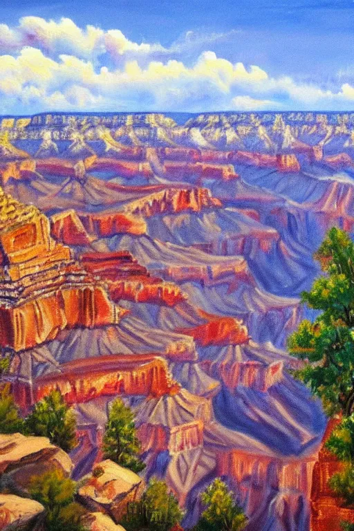 Prompt: bob ross painting of the grand canyon