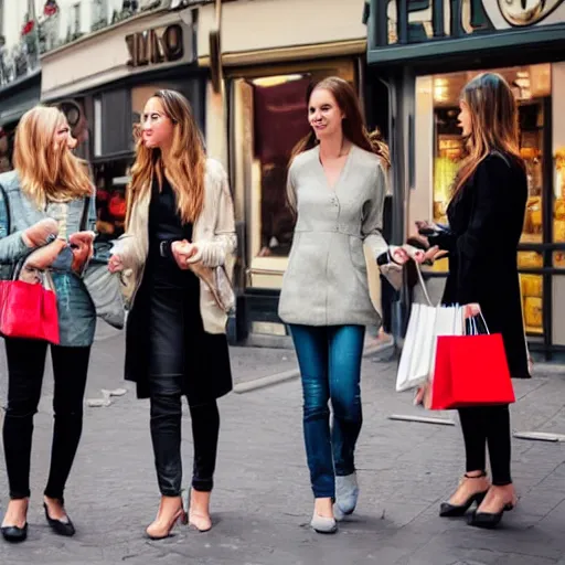 Prompt: women shoping in paris streets