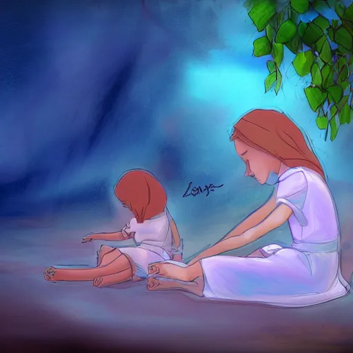 Prompt: poor child dreaming they are in a better place, digital art, inspired by glen keane