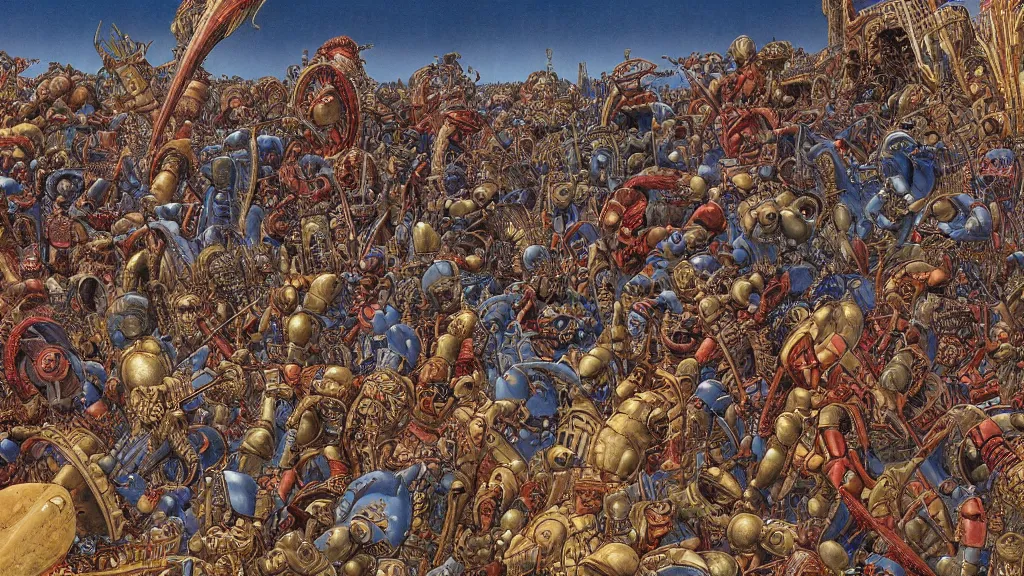 Image similar to A highly detailed panorama of the Sumerians fending off the Old Ones by Jean Giraud