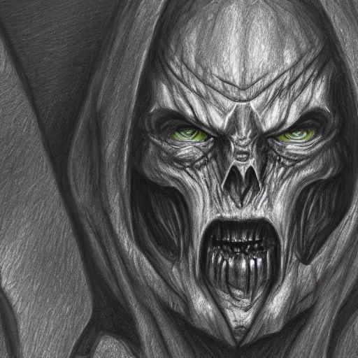 Image similar to a pencil sketch of a doom lord in hell, 4k, high detail, high-resolution photograph, professional photography, ultra-detail, sketch, drawing