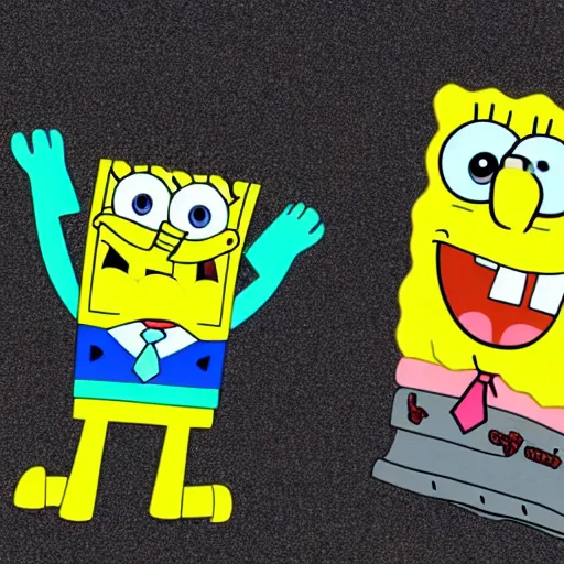 Prompt: close up of bikini bottom and spongebob, cinematographic shot,