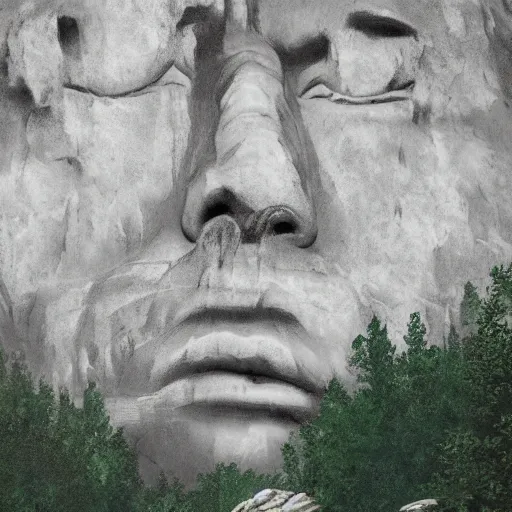 Prompt: an extremely detailed matte painting of mount rushmore covered in kiss makeup, very detailed, beautiful, intricate, cinematic, artstation, william bouguereau, alphonse mucha, greg rutkowski, rossdraws, octane render