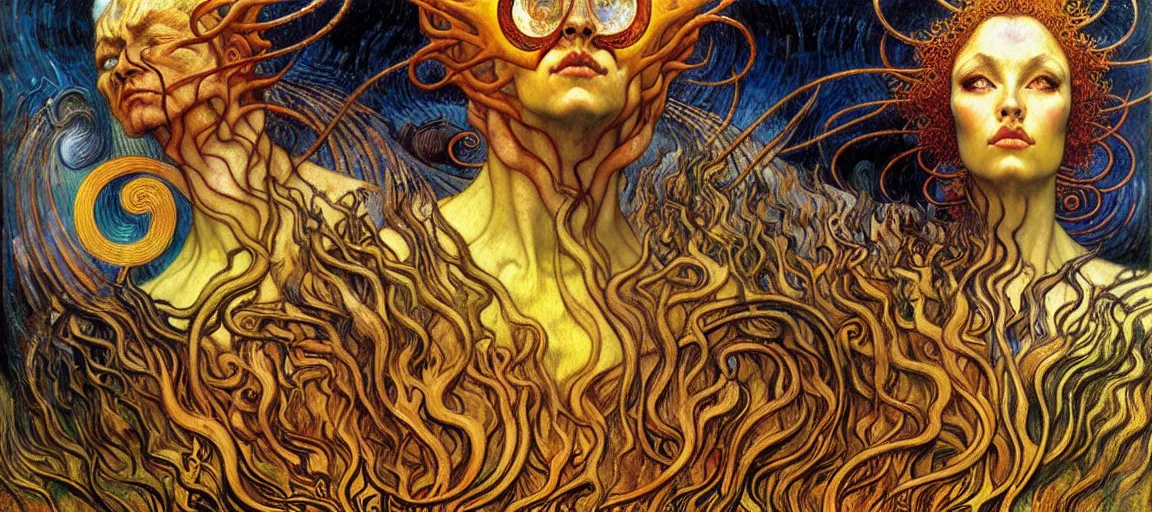 Image similar to Divine Chaos Engine by Karol Bak, Jean Delville, William Blake, Gustav Klimt, and Vincent Van Gogh, symbolist, visionary