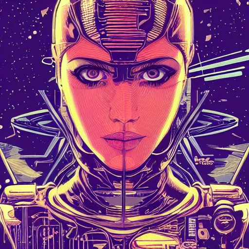 Prompt: an analog photograph of a female android, by Dan Mumford and Sandra Chevrier, 4k
