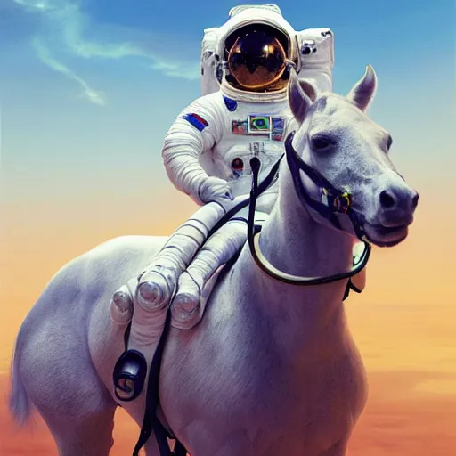 Prompt: image of astronaut holding horse on his back, hyperrealistic masterpiece, artstation, cgsociety, kodakchrome, golden ratio