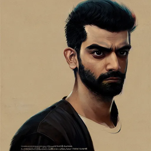 Image similar to A portrait of Rahul Kohli, Yakuza art, art by greg rutkowski, matte painting, trending on artstation