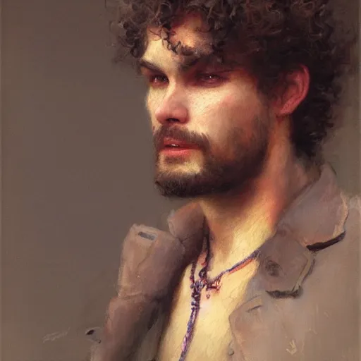 Prompt: A man with a perm, painting by Gaston Bussiere and Greg Rutkowski, trending on artstation, 4k, 8k