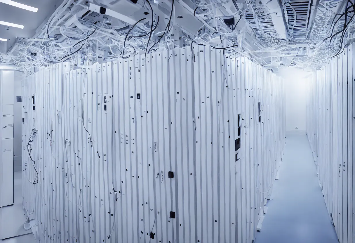 Image similar to photo of modern server data room, bright, white