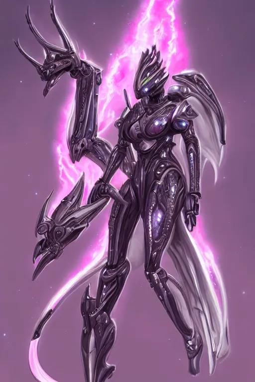 Image similar to galactic sized intricate high detailed elegant beautiful stunning quality giantess hot female warframe anthro mecha female dragon goddess, pink body, sleek metal head, sleek visor, smooth pink skin, sleek silver armor, bigger than galaxy, epic proportions, epic scale, epic size, warframe fanart, furry, dragon art, goddess, giantess, furaffinity, octane