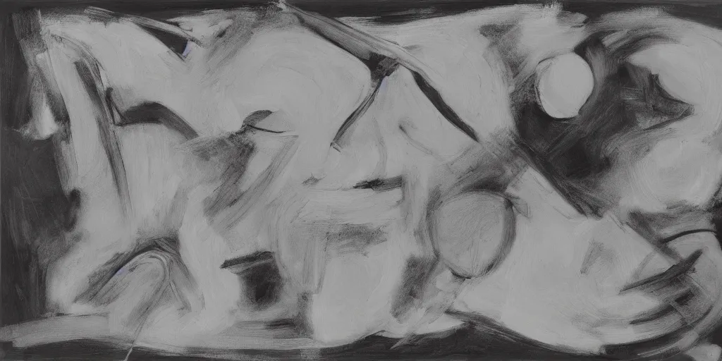 Prompt: large black and white painting by de kooning on white background canvas, soft blue and pink tints, thin black lines, detailed by martha jungwirth drawing sketch pencil on paper, painted over by yves tanguy, oil on canvas, thick impasto, broad campitures