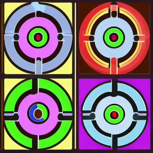 Prompt: 1 2 align colourful circles icon pattern, with a trend graph inside each circle