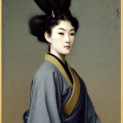 Image similar to an extremely beautiful female samurai warrior, art by auguste toulmouche and bouguereau