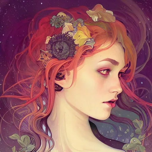 Image similar to a portrait in the style of anna dittmann and ross tran and alphonse mucha.