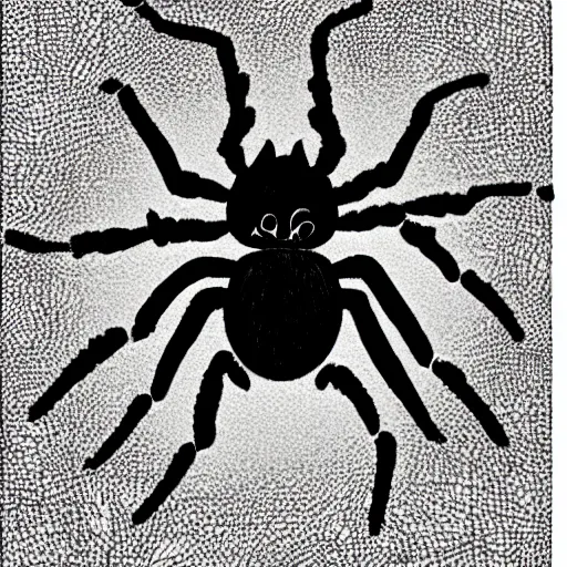 Prompt: a detailed black and white illustration of a scary, hairy spider on the cover of the book Learning PHP by O'Reilly
