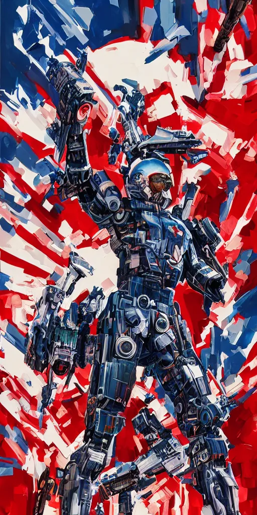 Image similar to poster of Bernie Sanders as Mecha president, campaign print, MARVEL comics and Sandra Chevrier, digital art, detailed, realistic, trending on artstation, 4k,