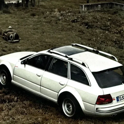 Image similar to an audi a 4 quattro allroad being used during ww 2