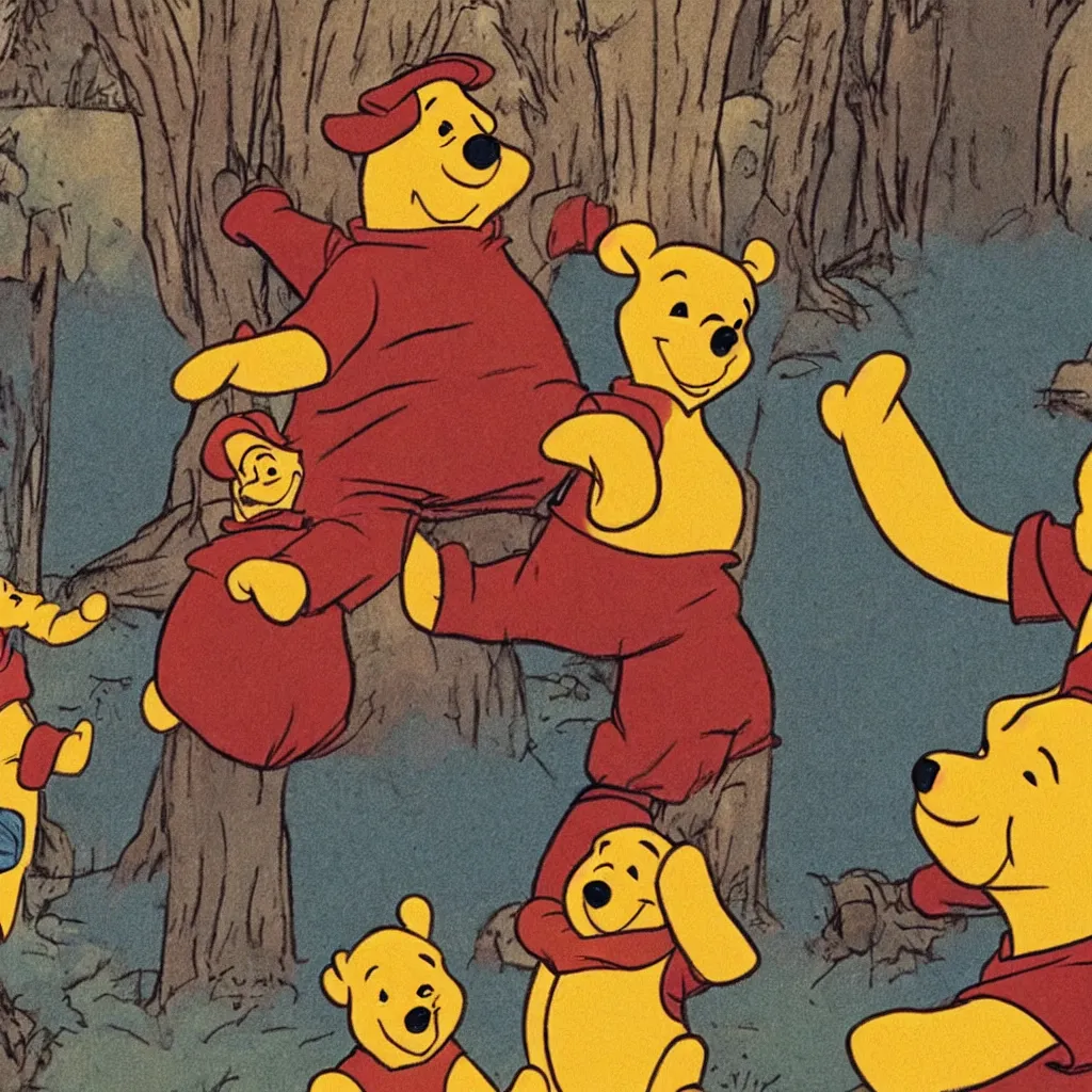 Image similar to winnie the pooh performing a nazi salute