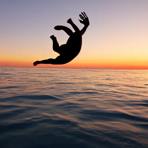 Prompt: springboard diver at sunset