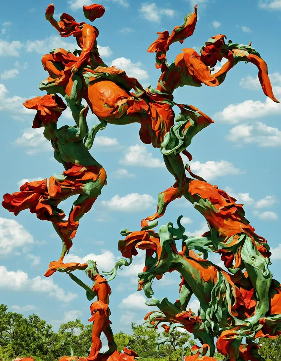 Prompt: a cowboy turning into blooms by slim aarons, by zhang kechun, by lynda benglis, by frank frazetta. tropical sea slugs, angular sharp tractor tires. bold complementary vivid colors. warm soft volumetric light. 8 k, 3 d render in octane. a manly cowboy riding wild flowers sculpture by antonio canova. jade green