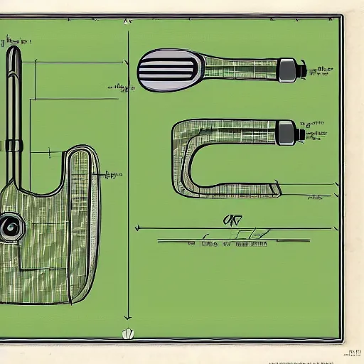 Prompt: a very detailed schematic blueprint of a golf club