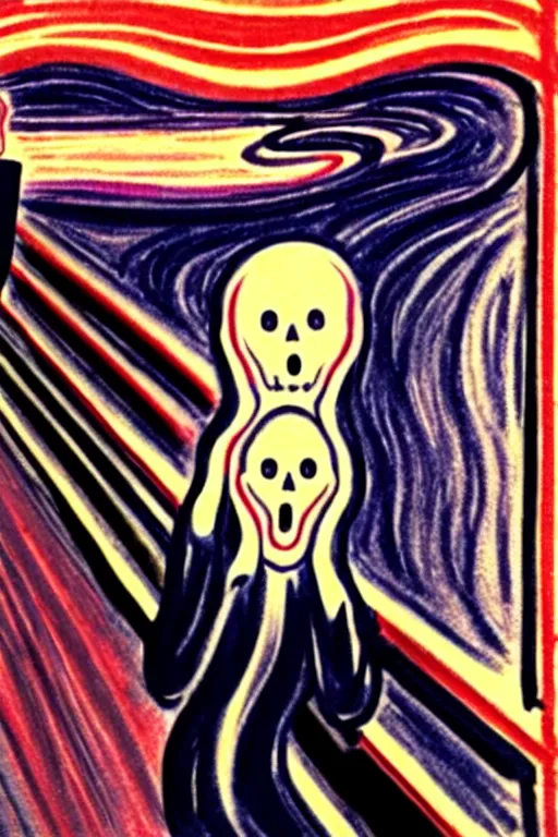 Image similar to elon musk screaming as the scream by edvard munch