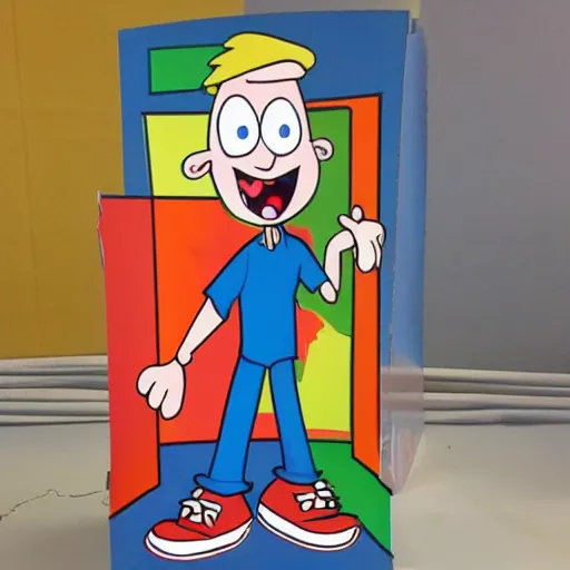 Image similar to cartoon cardboard cutout of 90s cartoon character