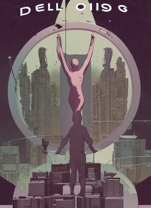 Image similar to poster artwork by Michael Whelan and Tomer Hanuka, of Delos Incorporated, clean