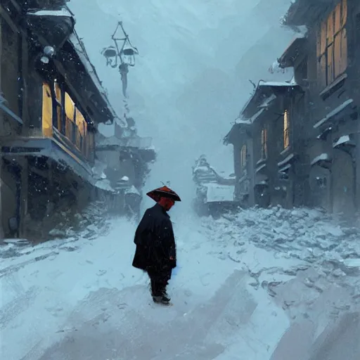 Prompt: Old chinese man in the snow, artwork by Craig Mullins,Movie poster, detailed, trending on artstation