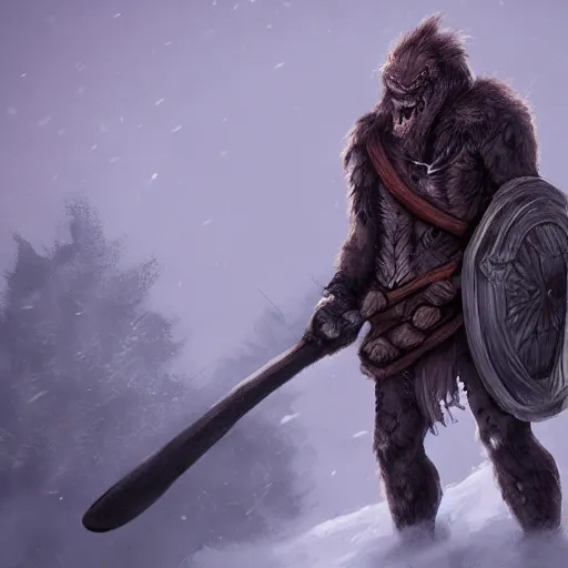 Image similar to anthropomorphic turtle barbarian humanoid, carapace, wlop, blizzard, winter, night, furs, fantasy