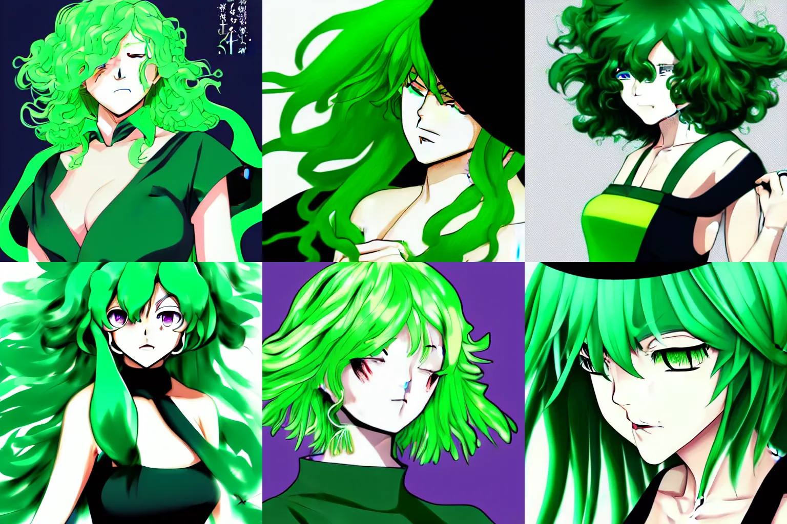 Image similar to digital art of Tatsumaki trending on pixiv, trending on artstation, green hair, highest rated