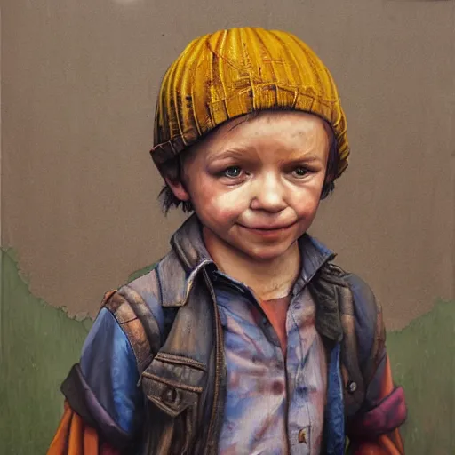 Prompt: hyperrealistic image of the little boy character by fintan magee