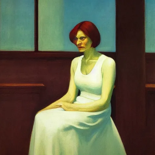 Image similar to a realistic witch portrait, by edward hopper,