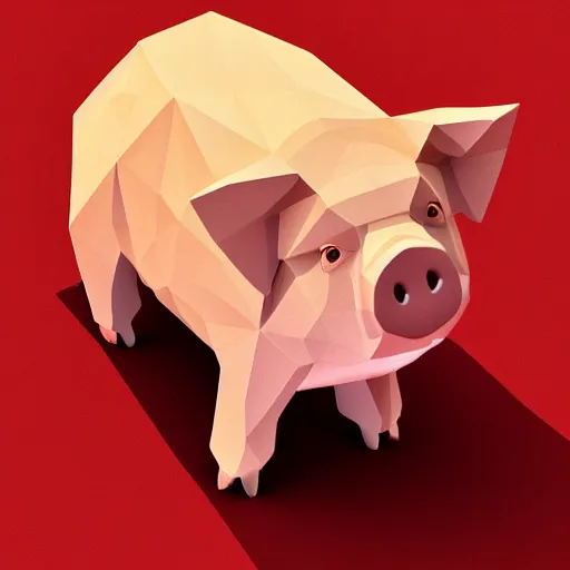 Image similar to low poly pig, isometric view, blank background