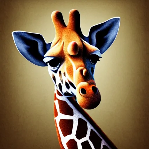 Image similar to giraffe dressed as a pirate on a wooden ship, hand drawn hyperreal hd