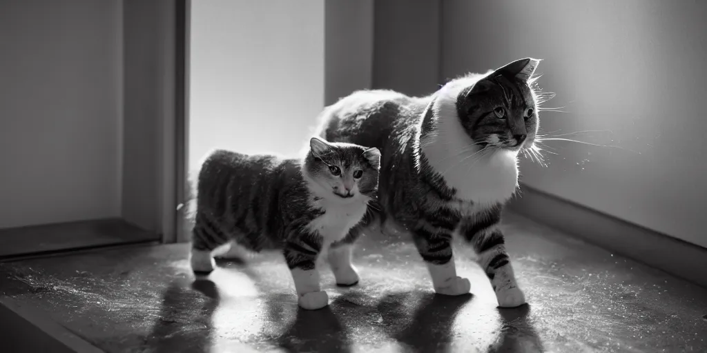 Prompt: A cat is washing dishes, studio lighting, Leica 8K still from an A24 film